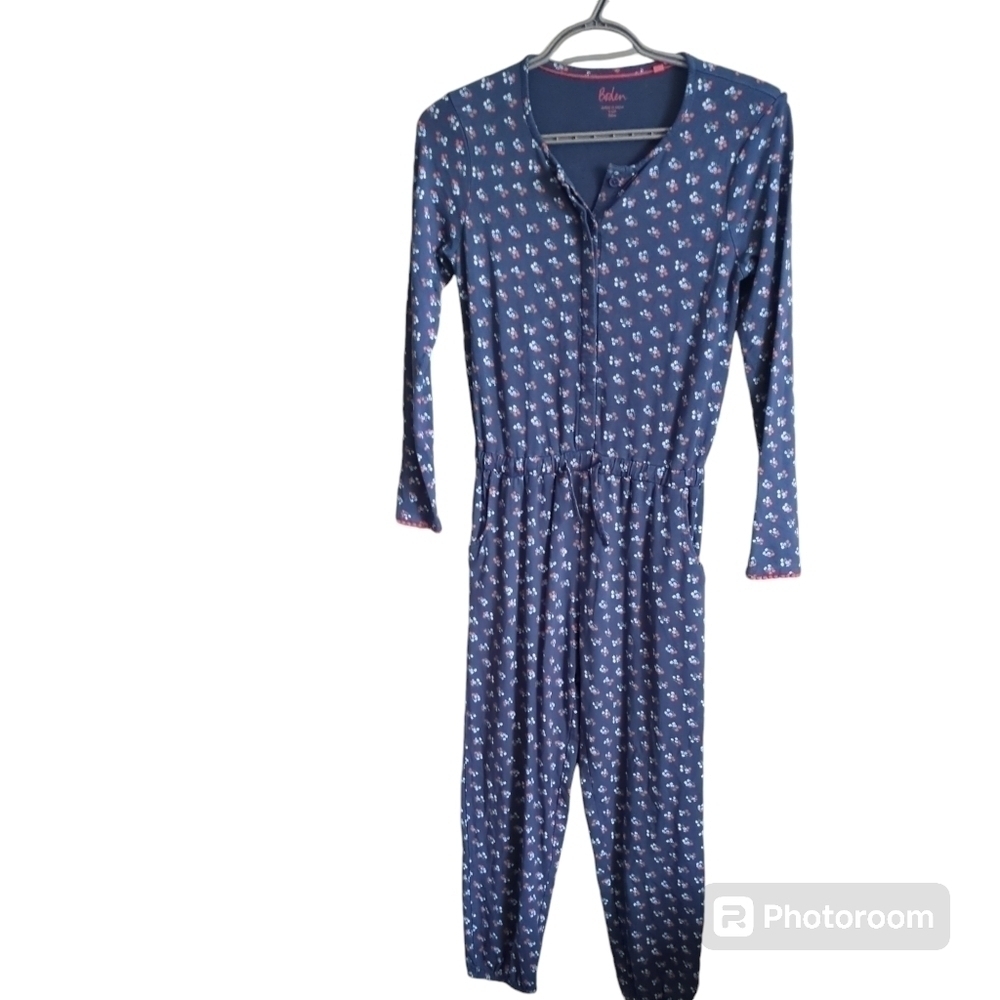 Mini Boden Blue Floral Long Sleeve Jumpsuit Size 11-12‎ Years (152cm)